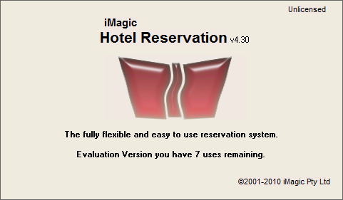 iMagic Hotel Reservation - Startup Screen